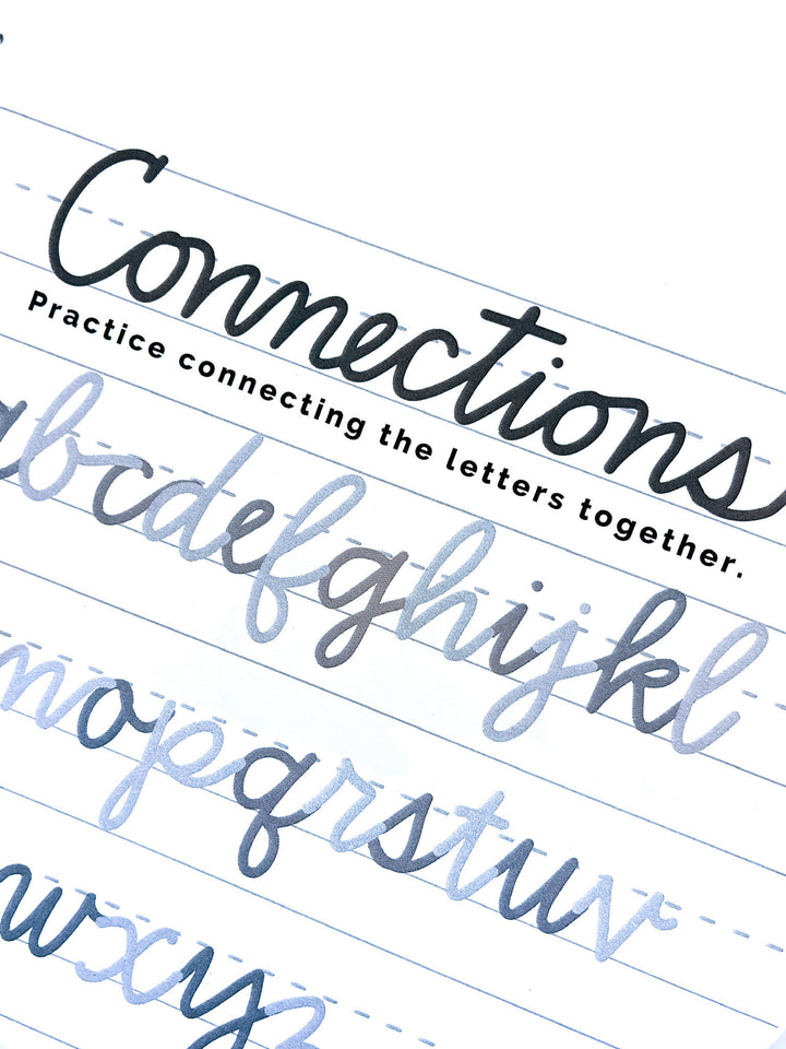 kids mindful lettering book connections practice page