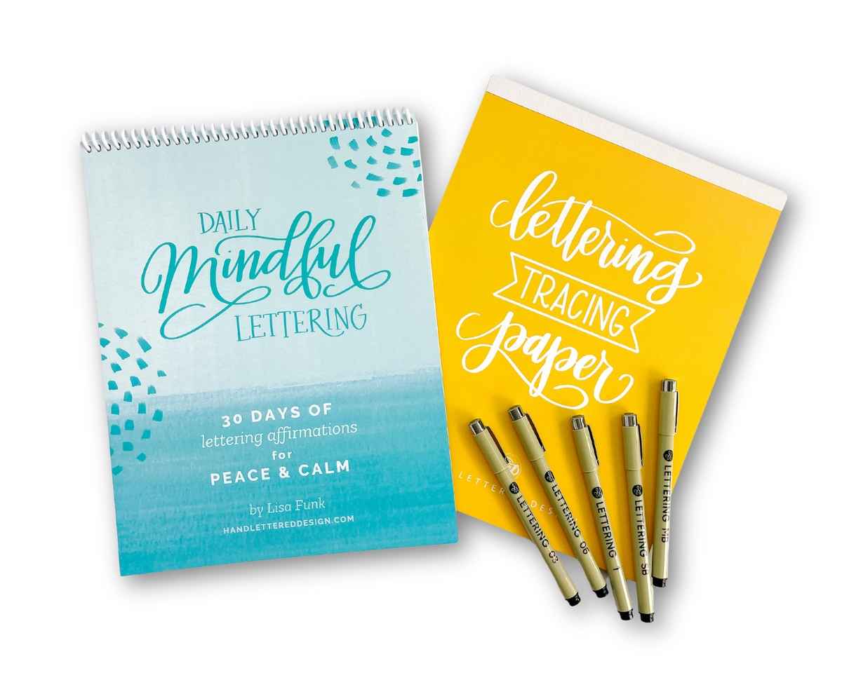 Stressful Lettering Daily Mindful Lettering Kit: Peace & Calm – Hand Lettered Design