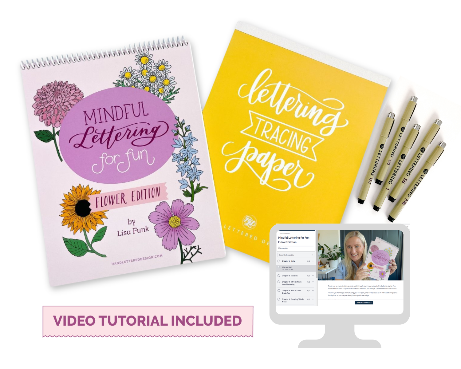 Mindful Lettering for Fun Kit: Flower Edition – Hand Lettered Design