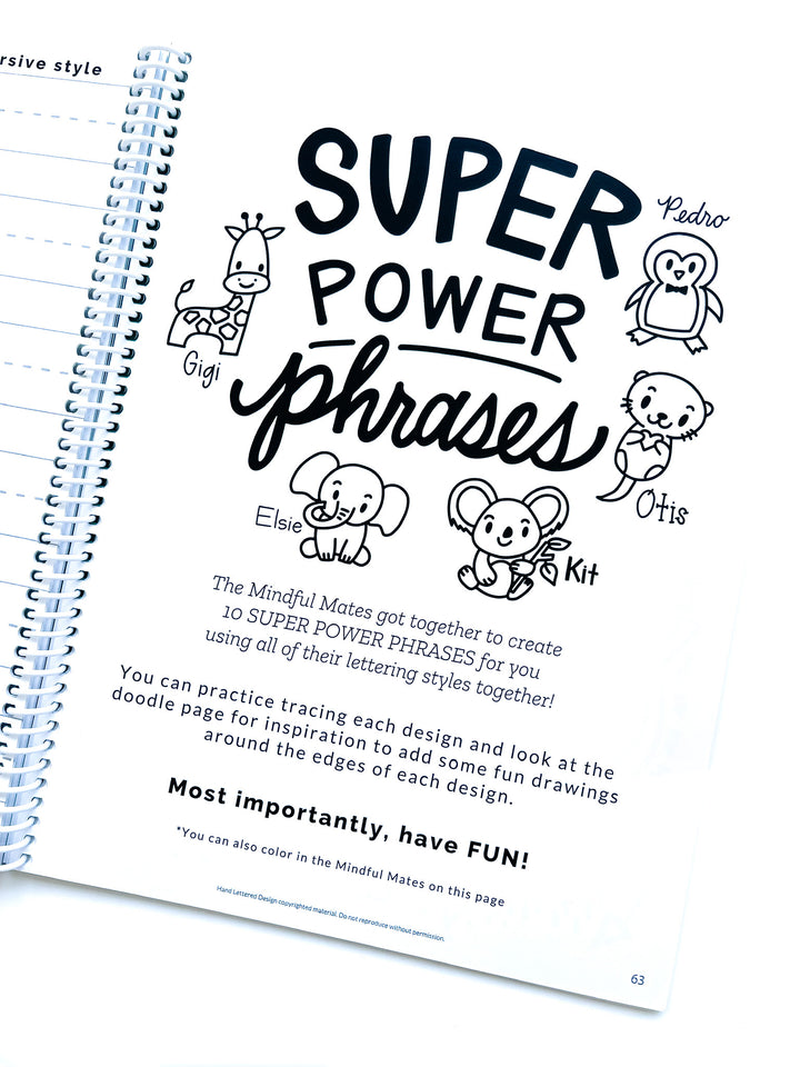mindful lettering for kids super power phrases for mindfulness