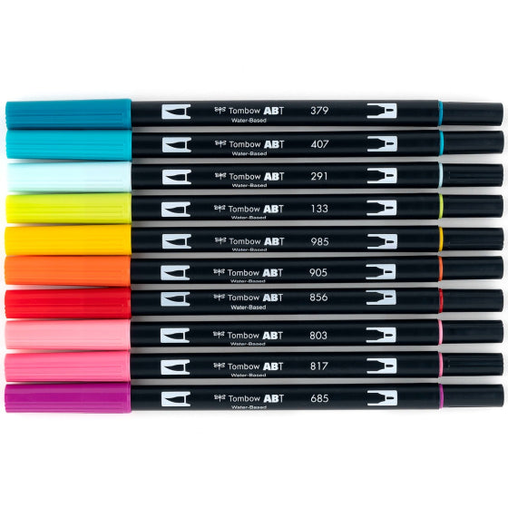 Tropical 10-pack - Dual Brush Pens