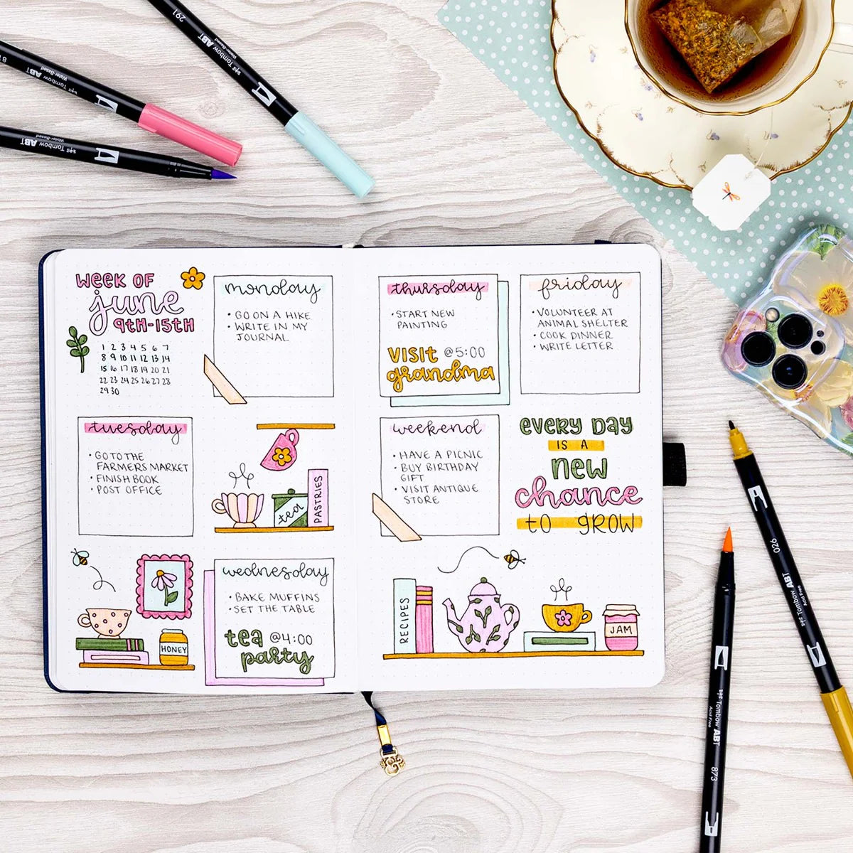 Teatime 6-pack - Dual Brush Pens