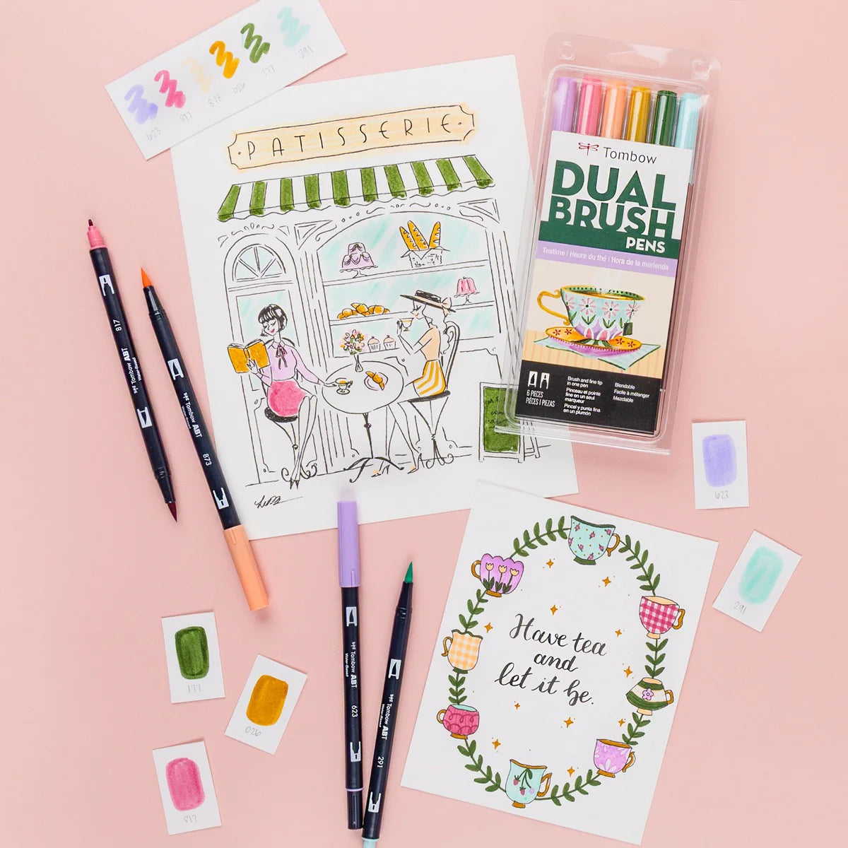 Teatime 6-pack - Dual Brush Pens
