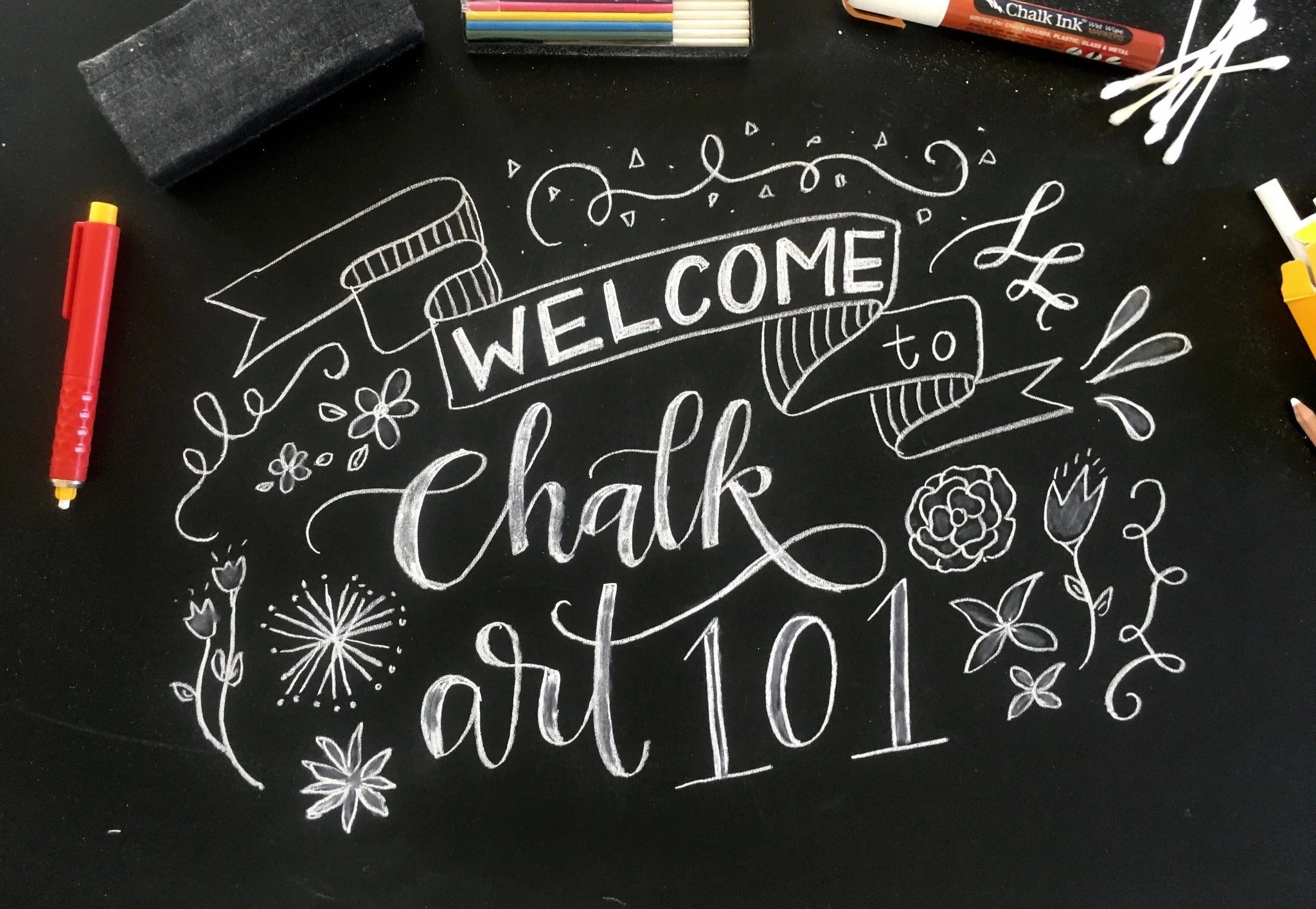 Chalkboard With Drawings