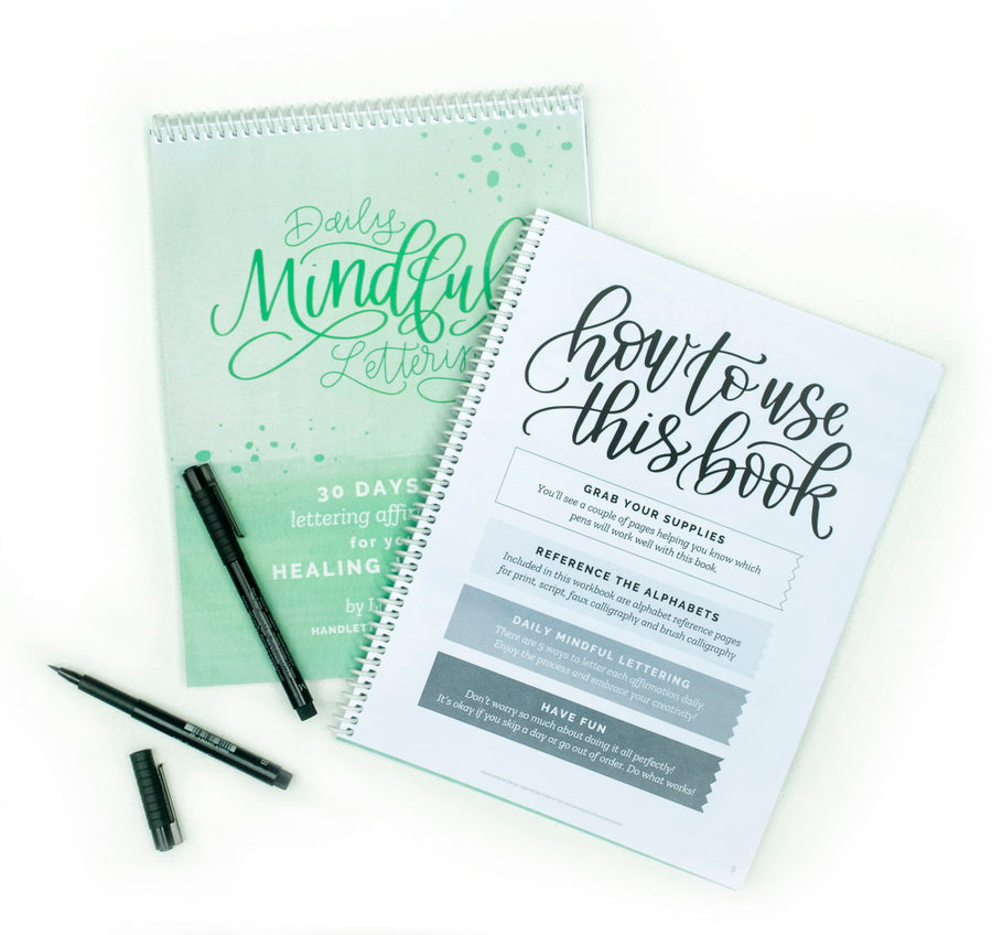 Daily Mindful Lettering Book: 30 Days of lettering affirmations - Lettering  and modern calligraphy tracing