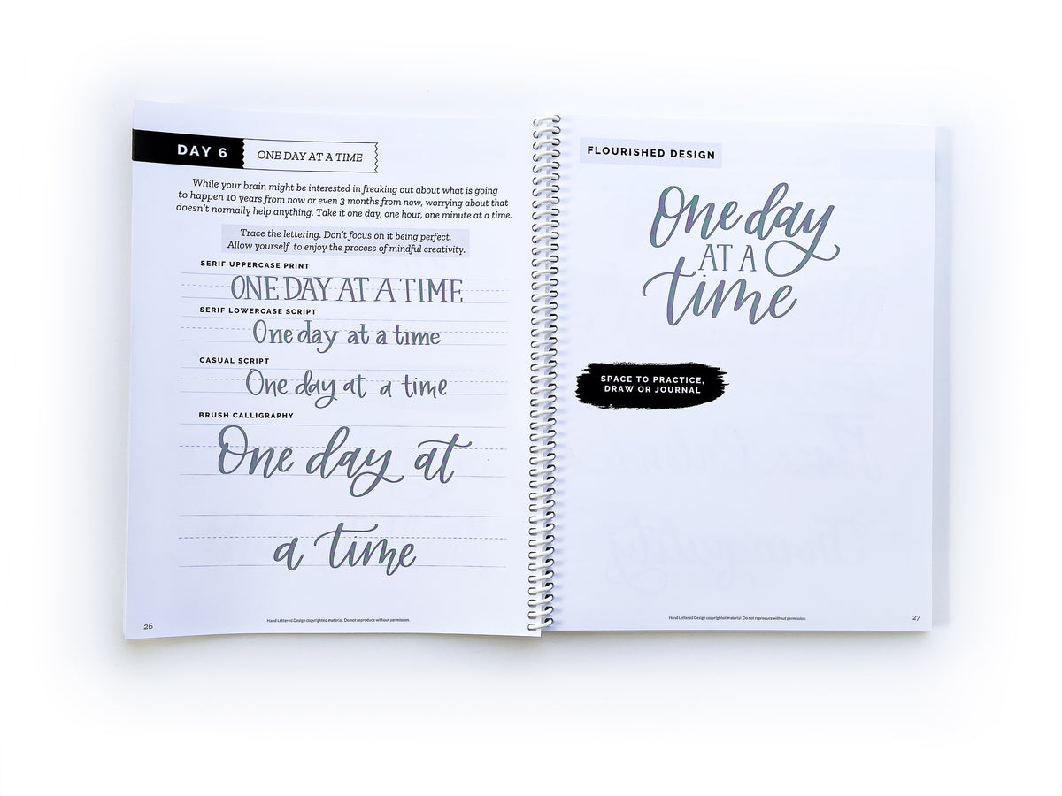 Calm Read Hand Lettering Daily Mindful Lettering Kit: Peace & Calm – Hand Lettered Design