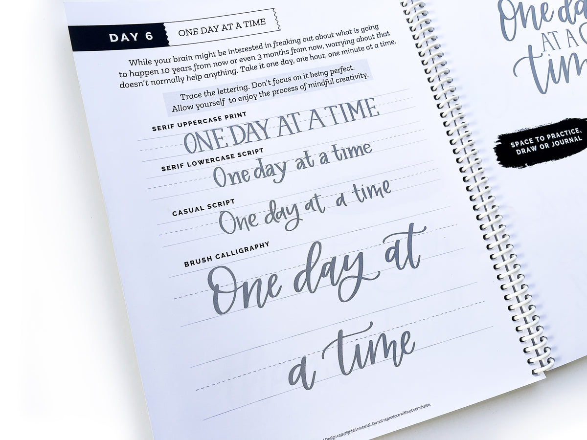 Calm Read Hand Lettering Daily Mindful Lettering Kit: Peace & Calm – Hand Lettered Design