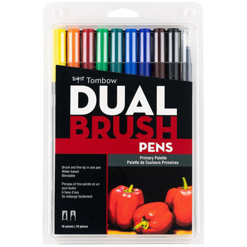 Primary Colors 10-Pack - Dual Brush Pens