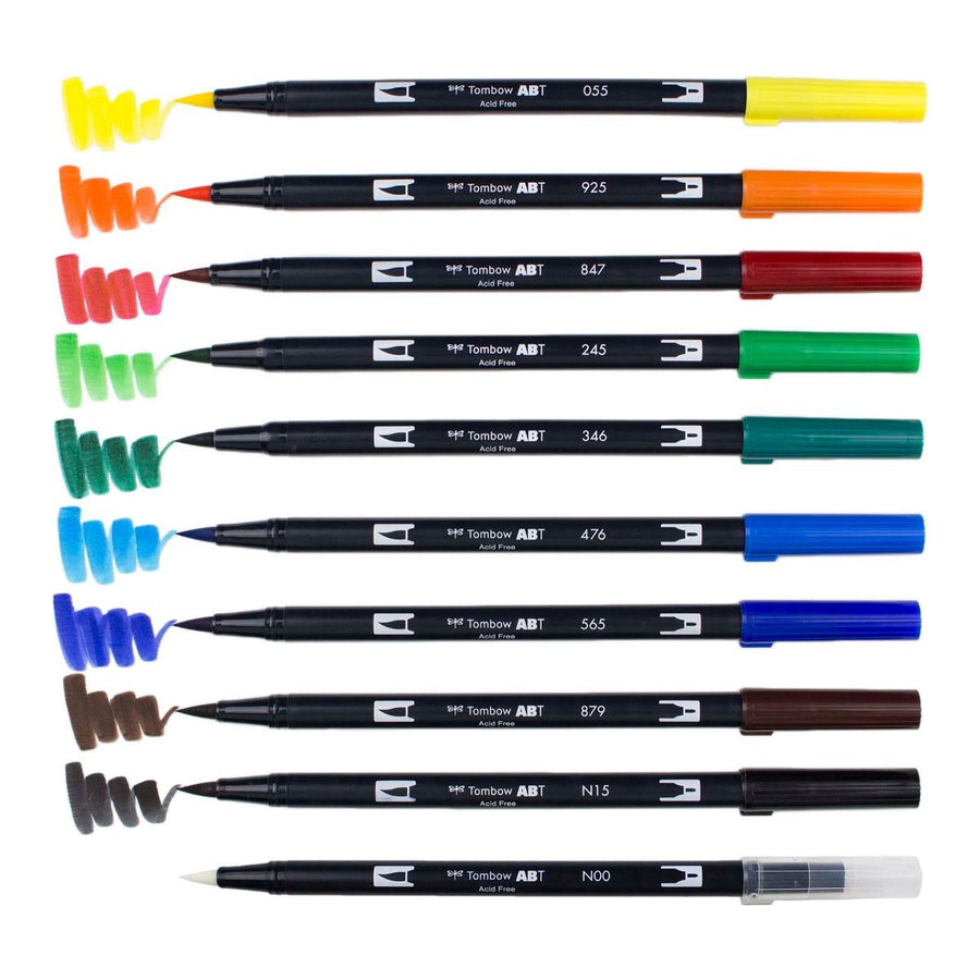 Primary Colors 10-Pack - Dual Brush Pens