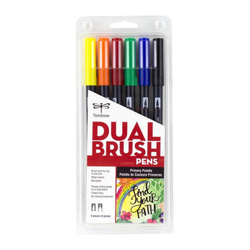 Primary Colors 6-Pack - Dual Brush Pens